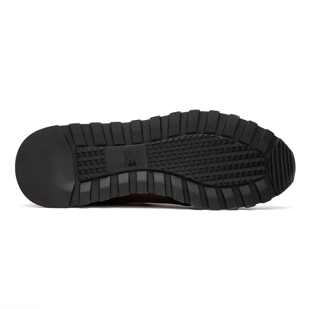 Sure, I understand that you want to optimize the title of the e-commerce product. How about this for the revised title: Hand-Finished Cognac and Black BRAVO Trainer - 65-355-BRN