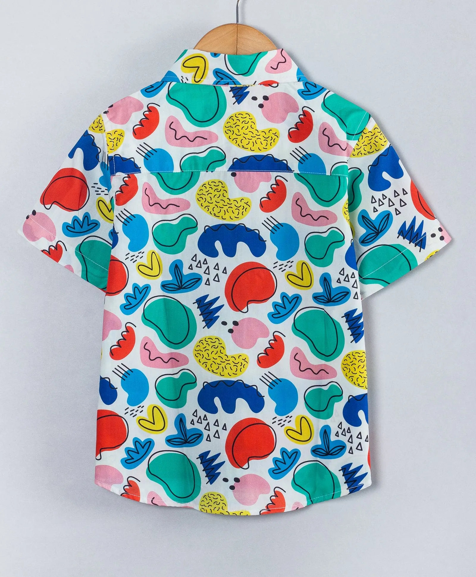 Abstract print half sleeve boys shirt-Multi