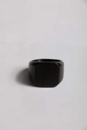 Anillo Minimalista Cuadro Liso Negro