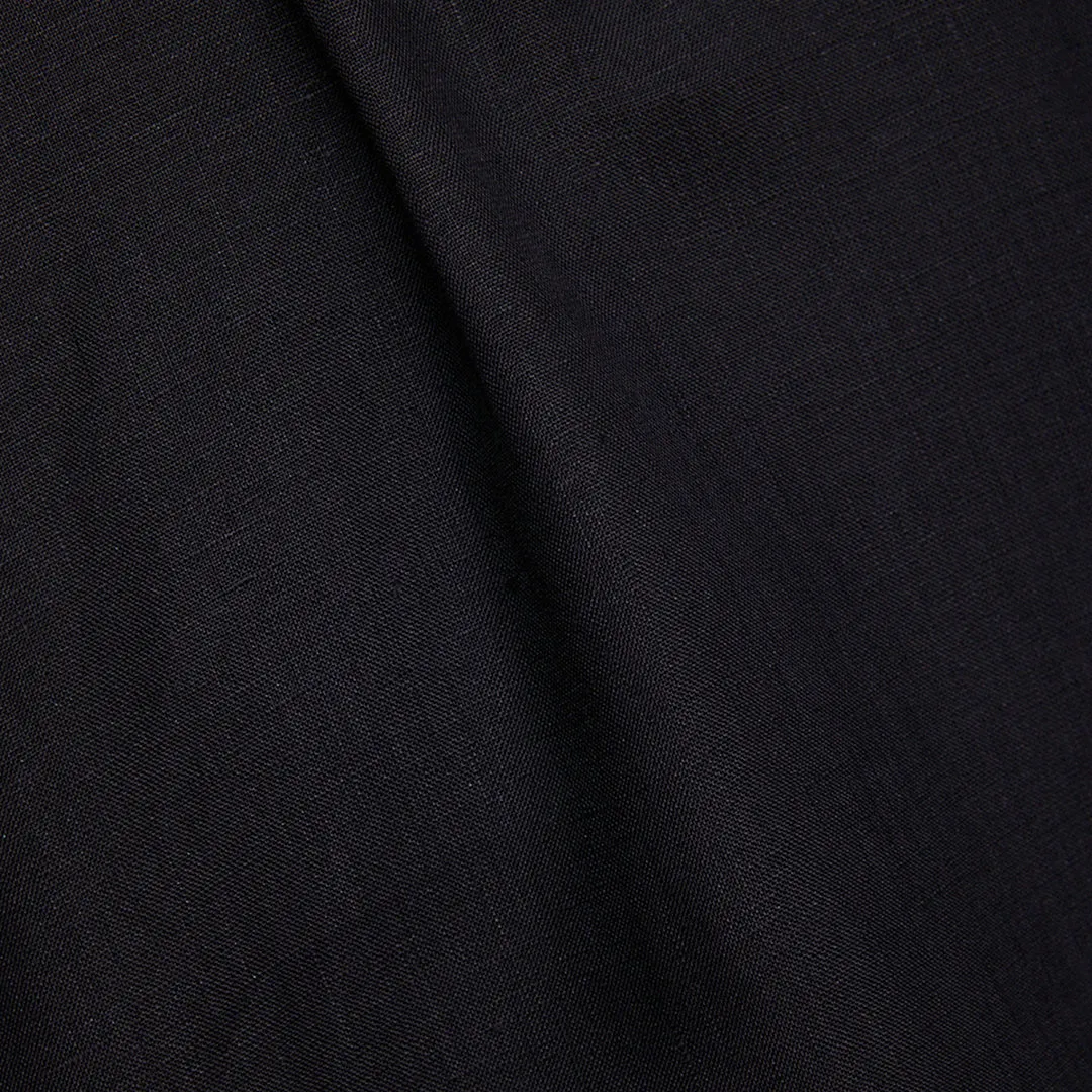 Black Linen Twill Double Pocket Overshirt