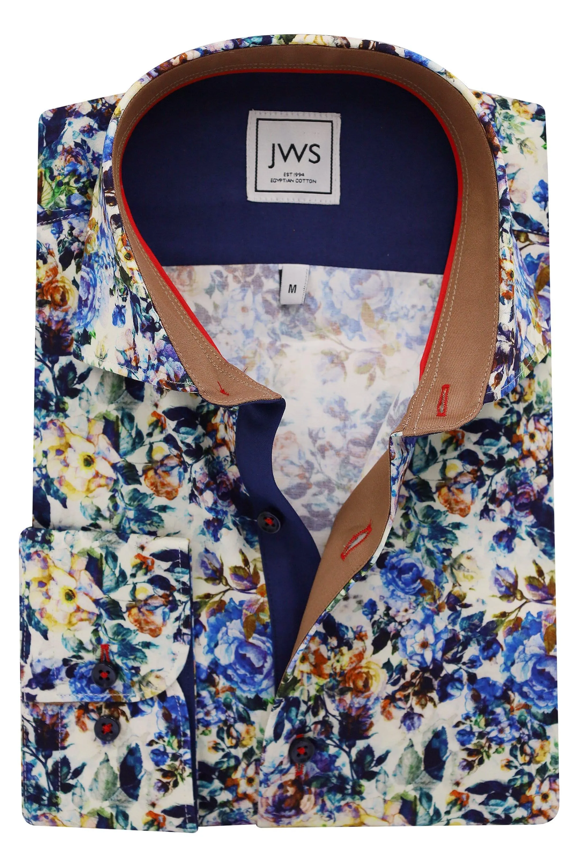 Blue and Yellow Floral on Ivory Ground