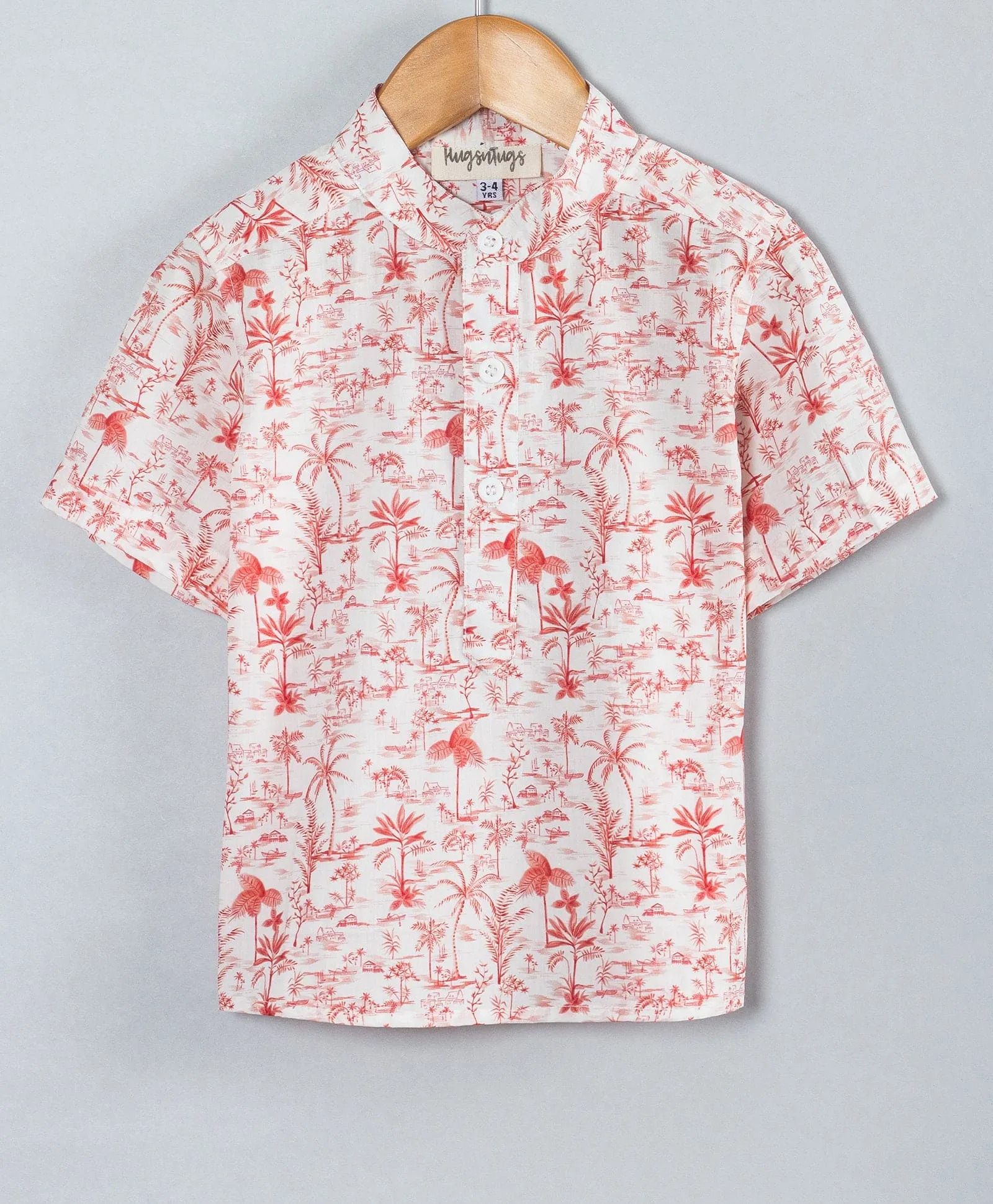 Coconut tree & hut all over print boys coordinate set-Orange