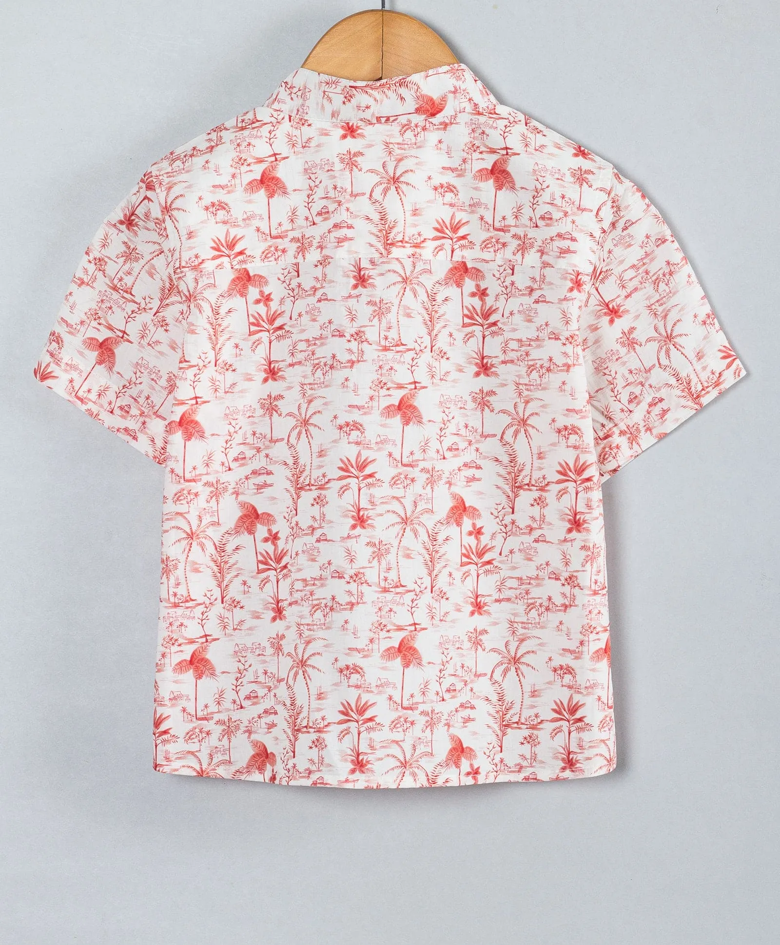 Coconut tree & hut all over print boys coordinate set-Orange