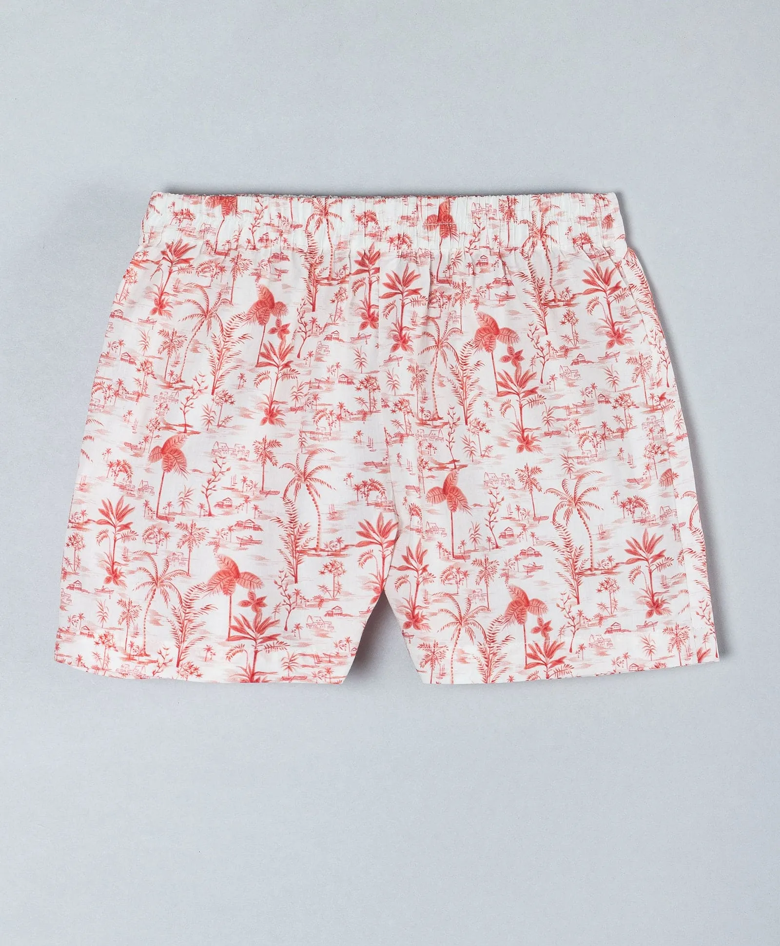 Coconut tree & hut all over print boys coordinate set-Orange