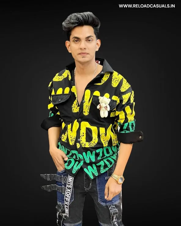 Color Letter Print Teddy In Pocket Shirt