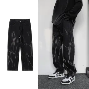 GbolsosMen's Casual Oversize Black Jeans Woman Hip Hop Loose Straight Jeans 2021 Korean Streetwear Male Denim Pants Clothing Fashion