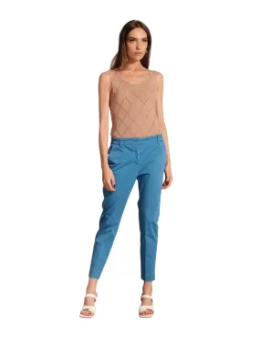 Griffai women's Capri trousers with side elastic in satin DGP5062 royal