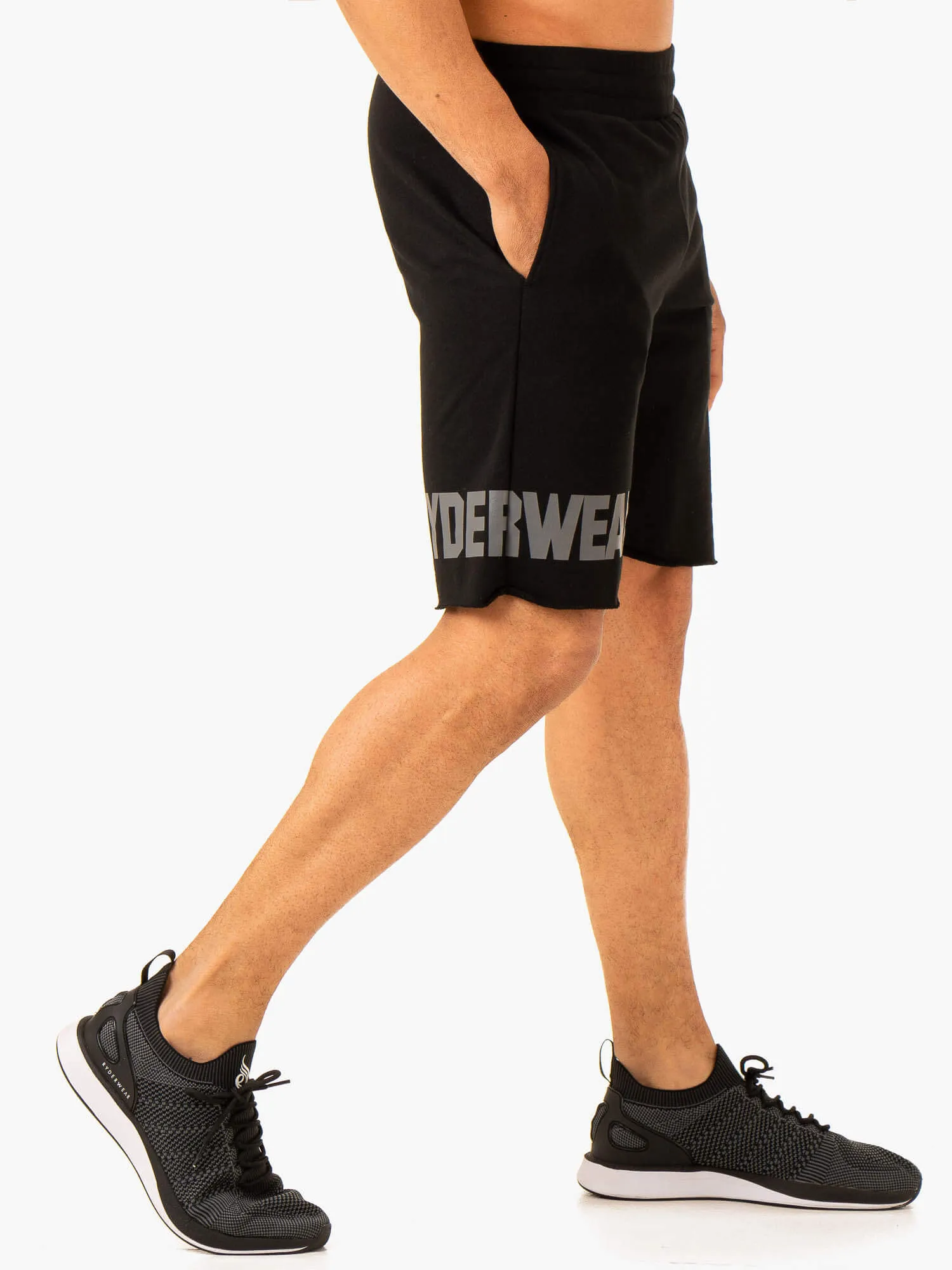 Heritage Fleece Track Shorts - Black