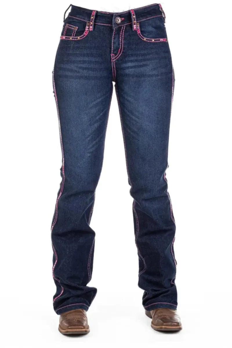 Hitchley & Harrow Fairview High Rise Hot Pink Stitch Jeans