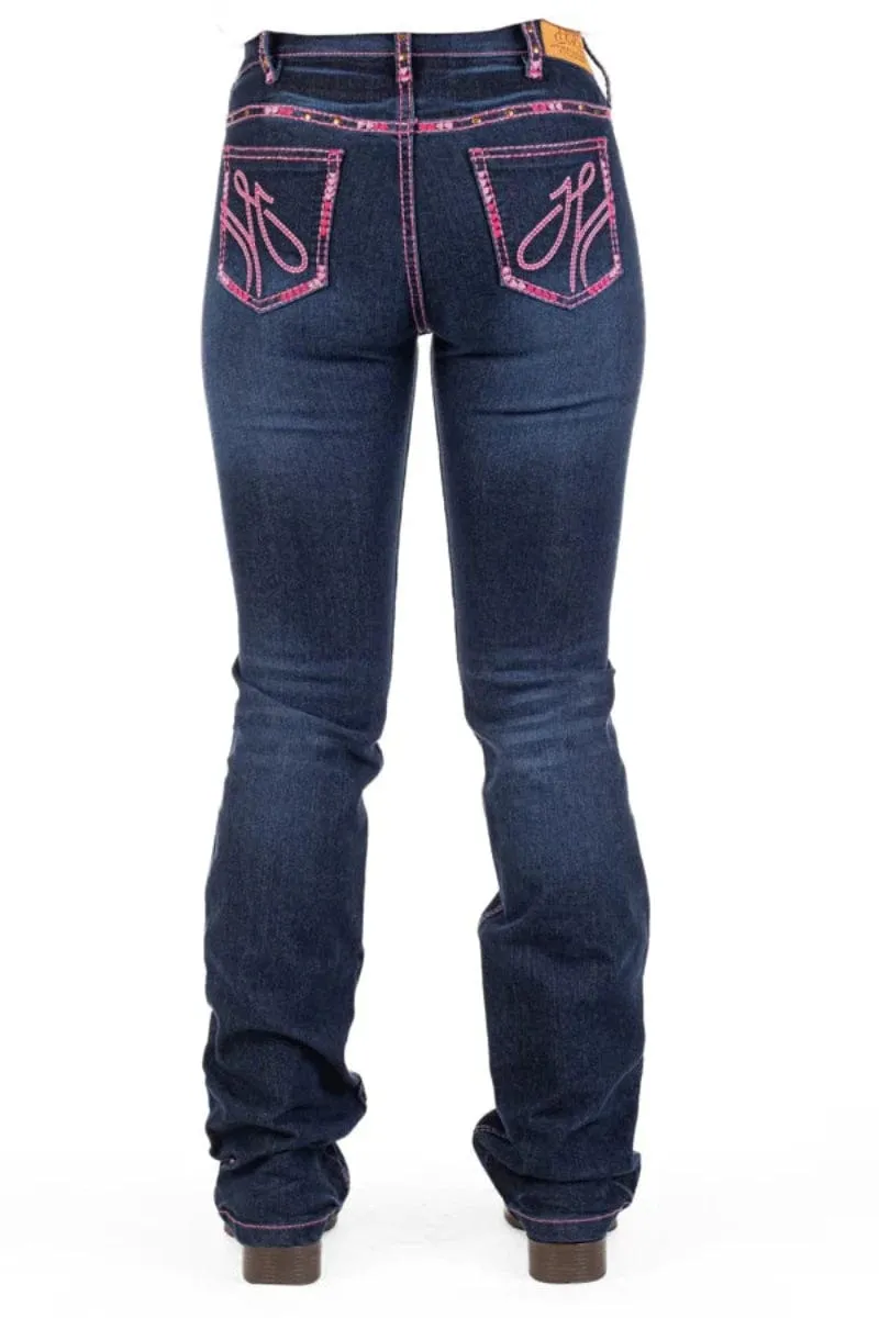 Hitchley & Harrow Fairview High Rise Hot Pink Stitch Jeans