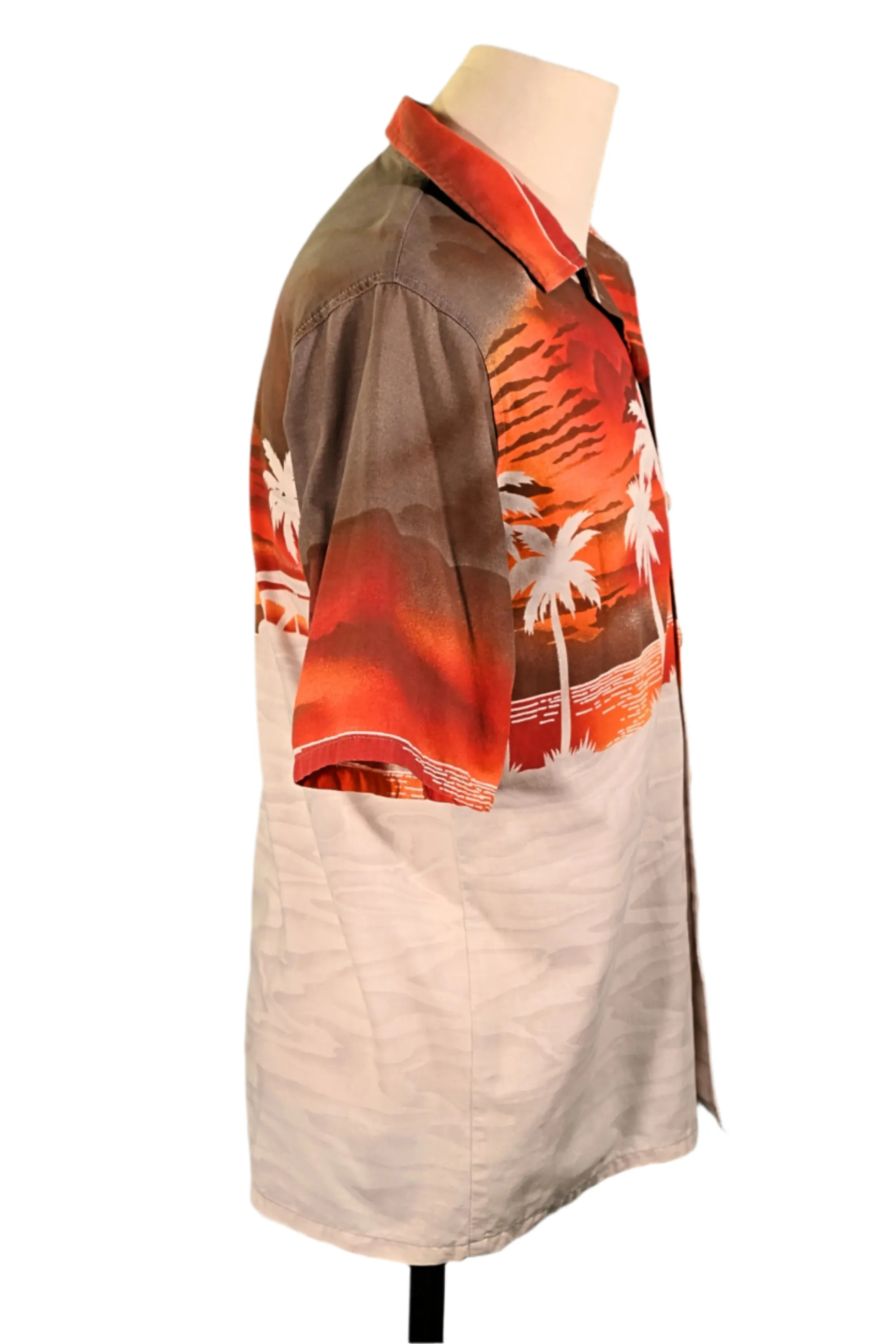 Hobie Vintage 70s Hawaiian Shirt, Silhouette Surfer Woodie Aloha Shirt L