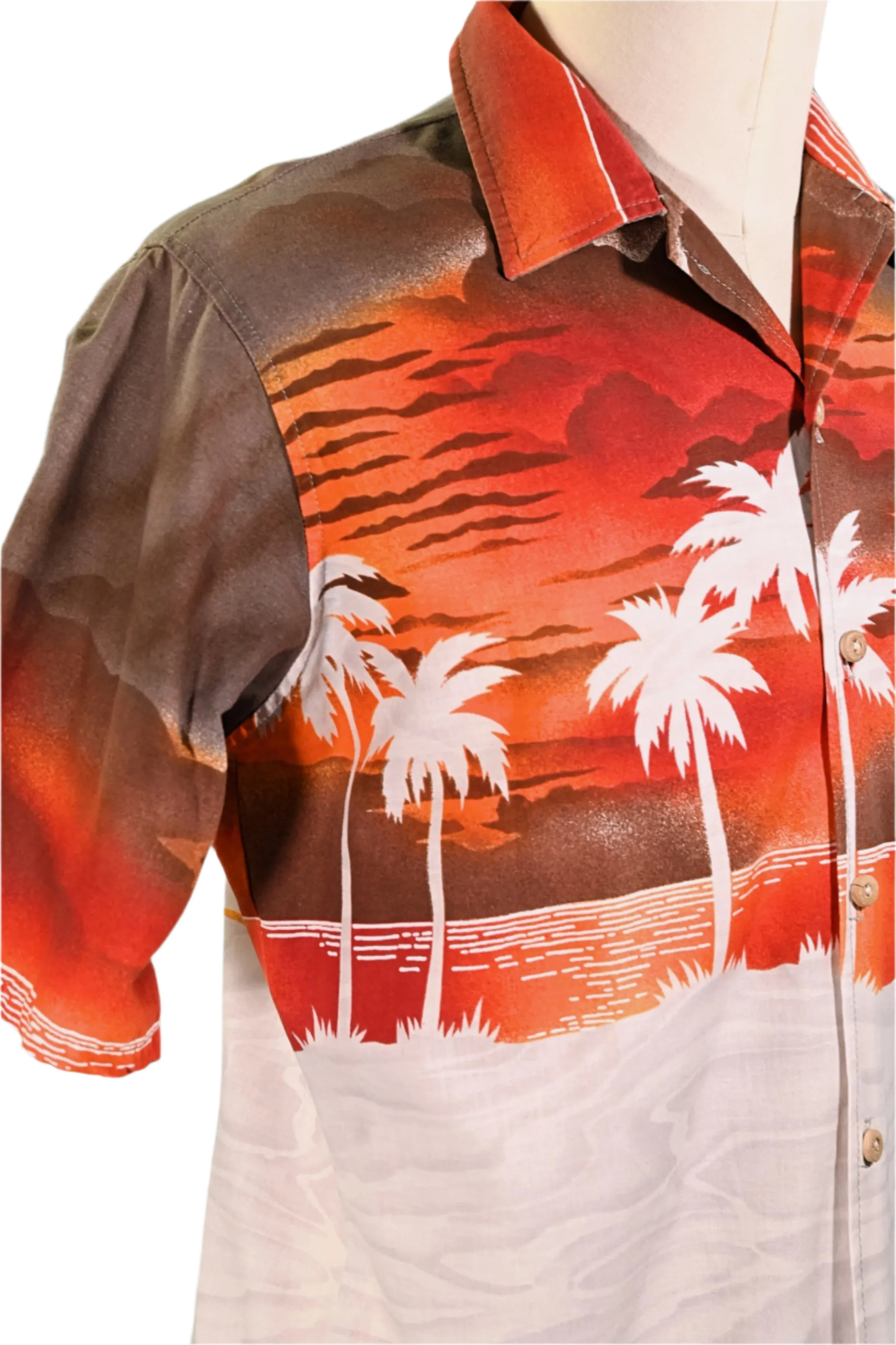 Hobie Vintage 70s Hawaiian Shirt, Silhouette Surfer Woodie Aloha Shirt L