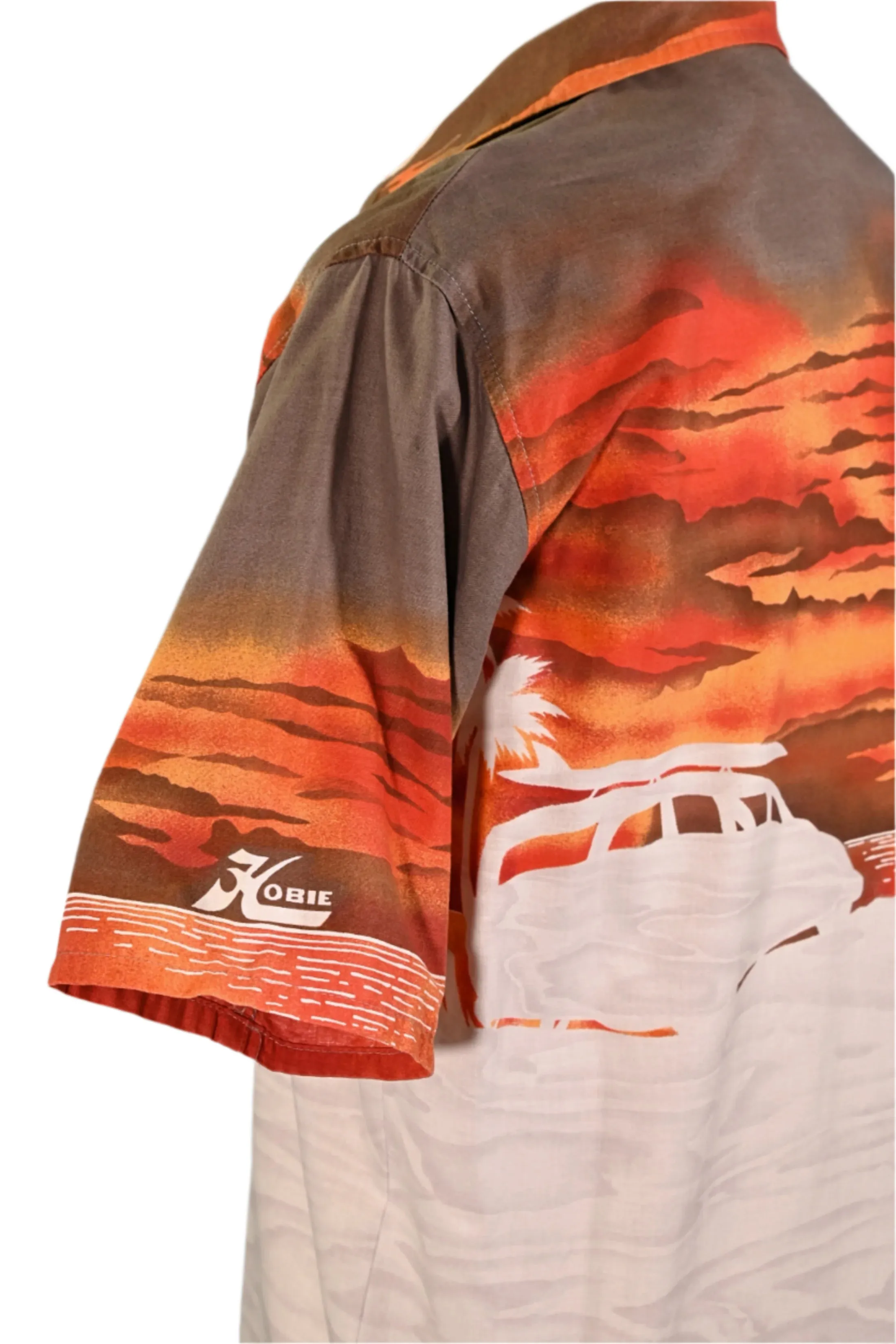Hobie Vintage 70s Hawaiian Shirt, Silhouette Surfer Woodie Aloha Shirt L