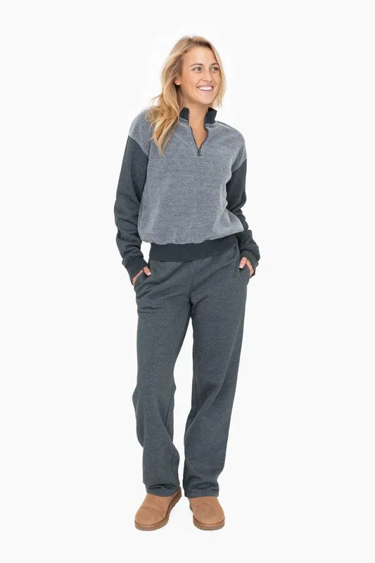 Jungle Green Straight Leg Vintage Fleece Lounge Pants