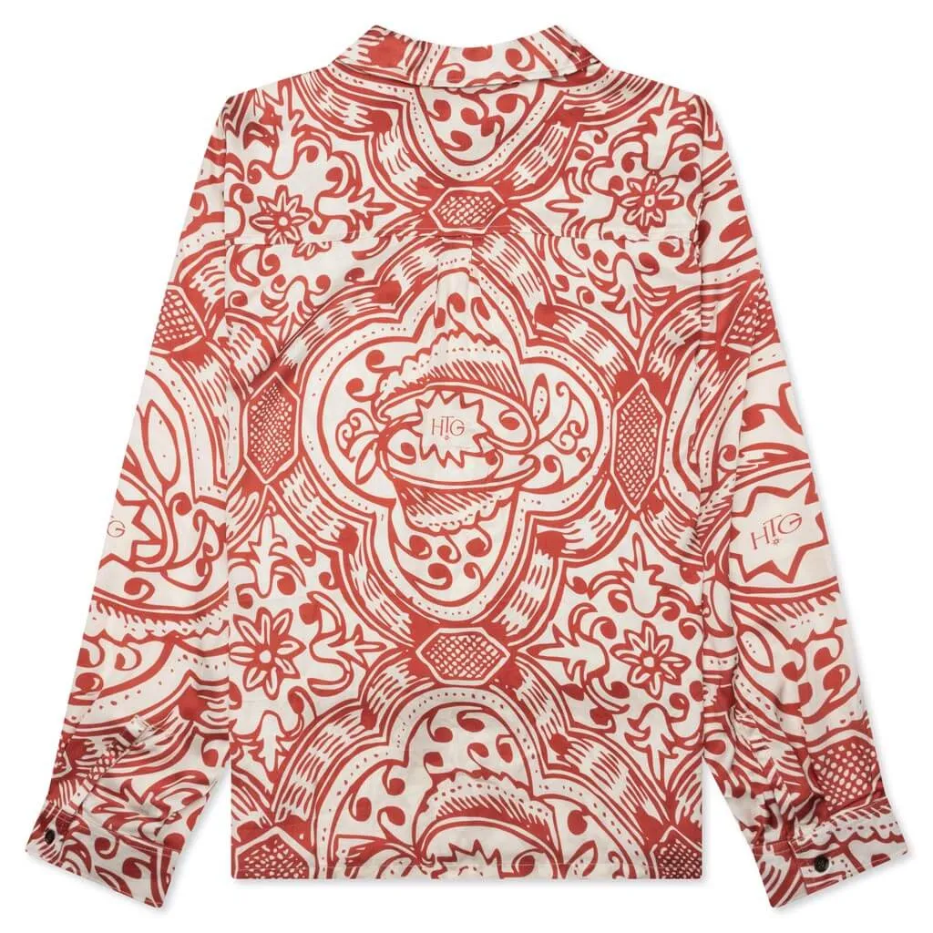 L/S Printed Woven - Brick
