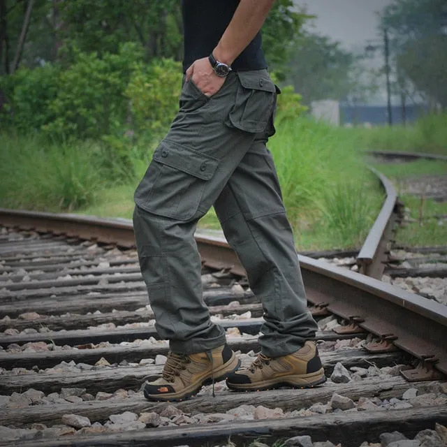 Men's Cargo Pants Mens Casual Multi Pockets Military Tactical Pants Men Outwear Army Straight Long Trousers