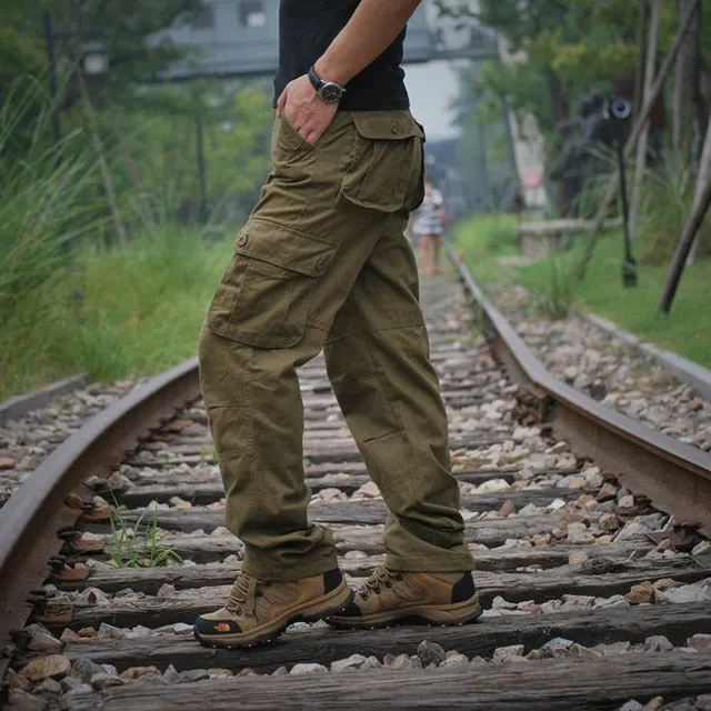 Men's Cargo Pants Mens Casual Multi Pockets Military Tactical Pants Men Outwear Army Straight Long Trousers