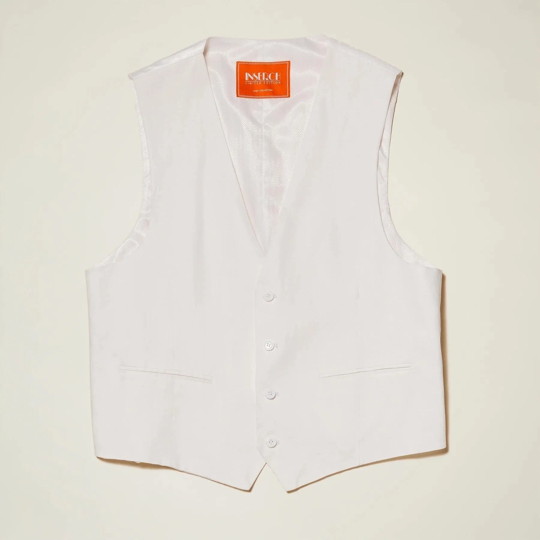 Men's Linen 3 PC Suit color White by inSerch
