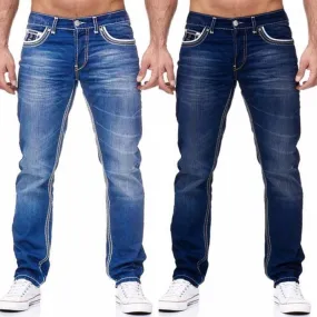 Men's Stretch Denim Straight Pants
