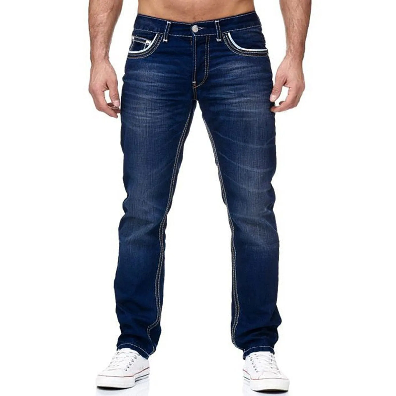 Men's Stretch Denim Straight Pants