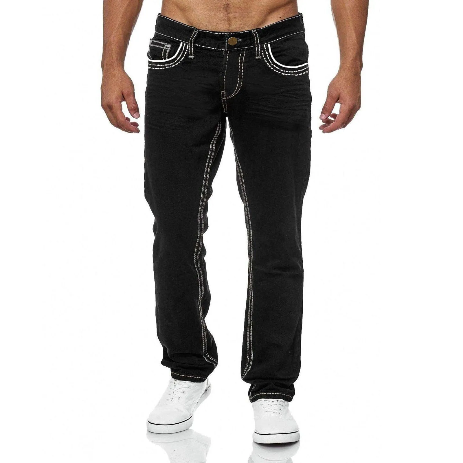 Men's Stretch Denim Straight Pants