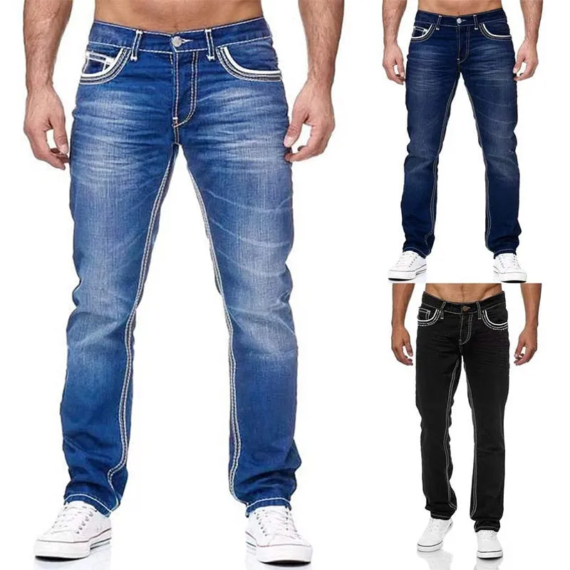 Men's Stretch Denim Straight Pants
