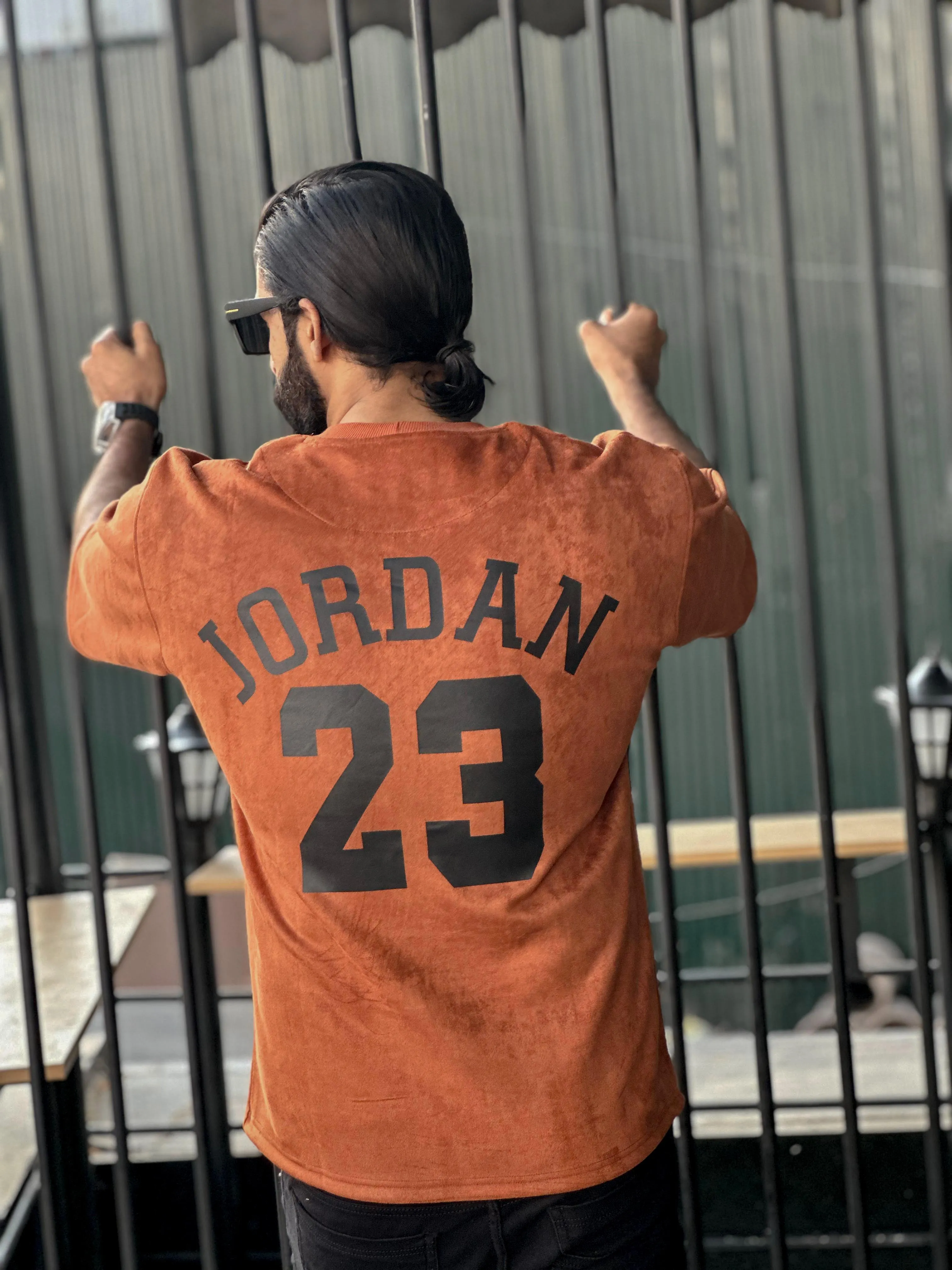 orange drop shoulder t -shirt