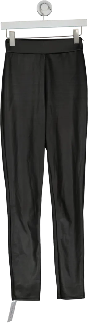 PrettyLittleThing Black Coated Wet Look High Waist Leggings UK 6