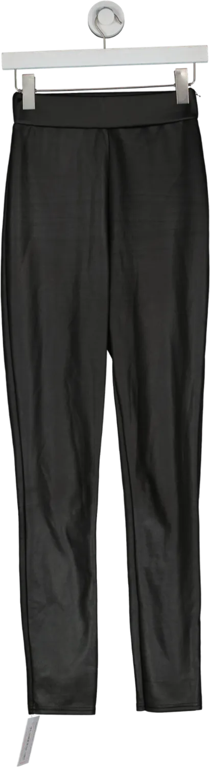 PrettyLittleThing Black Coated Wet Look High Waist Leggings UK 6