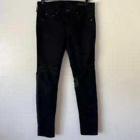 Rag & Bone Moto Style Leather Patch Dark Wash Skinny Jean