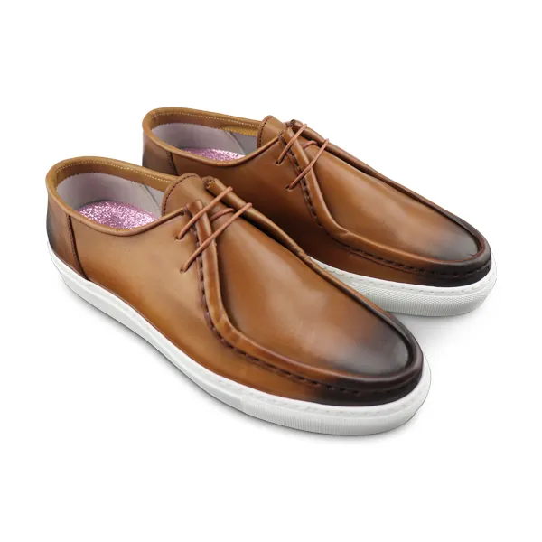 Scarpe modello ingegnere in pelle color cuoio