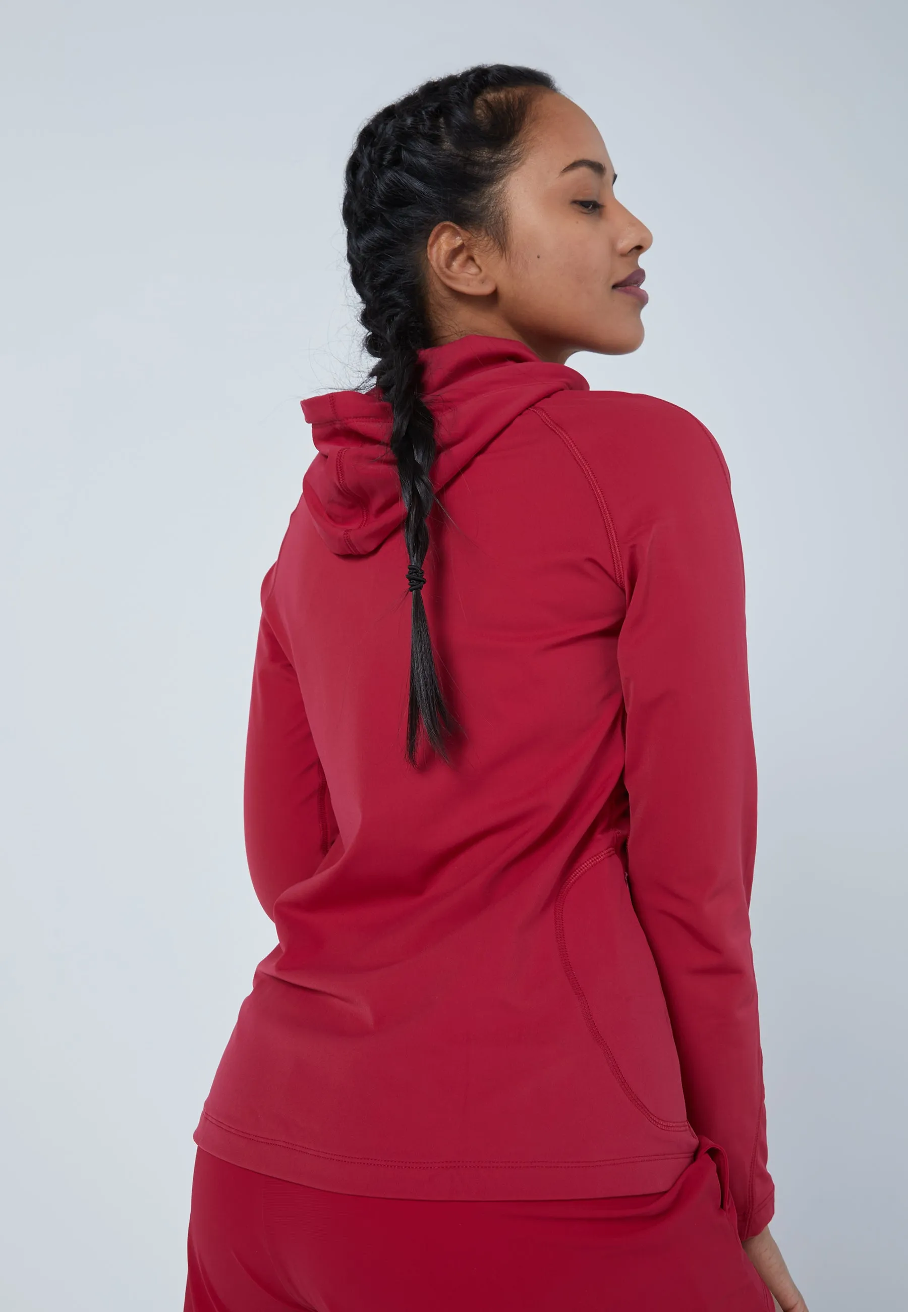 Tennis Hooded Jogger Tracksuit Top, burgundy red