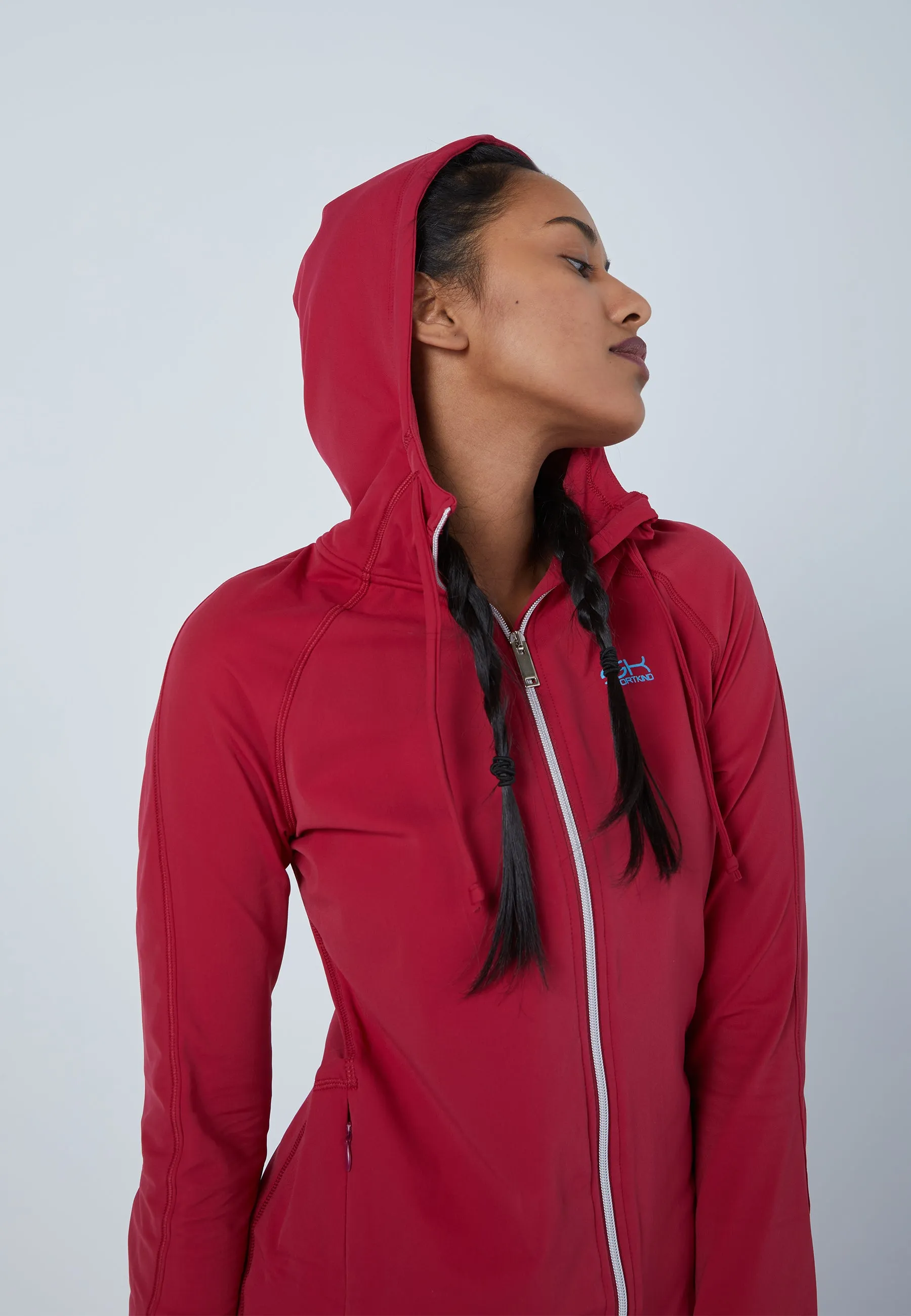 Tennis Hooded Jogger Tracksuit Top, burgundy red