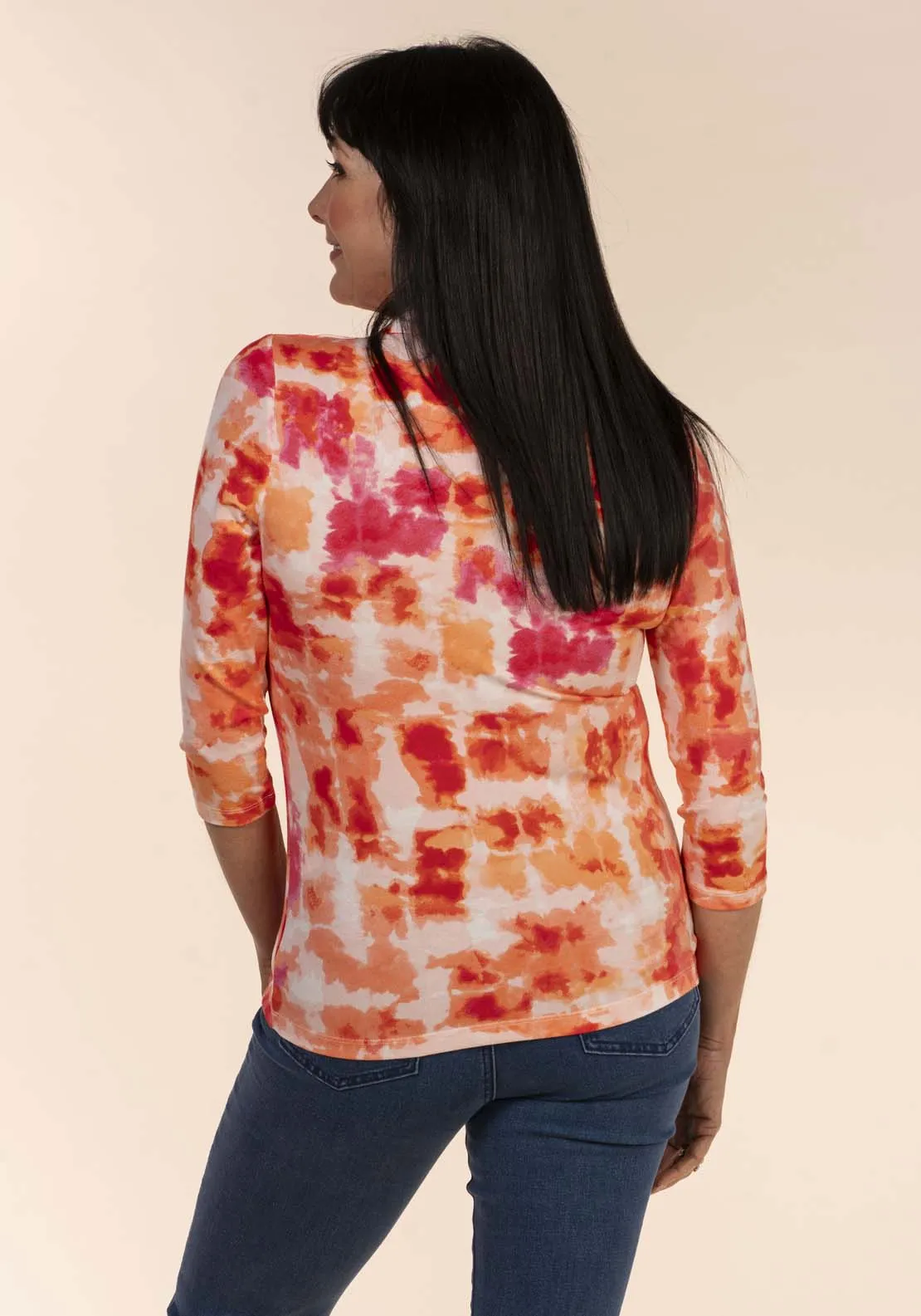 Tiedye Collar Top - Red / Orange